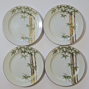 Hand Painted Bambo Plates Occupied Japan Set of 4 Mame-Zara Appetizer Dessert